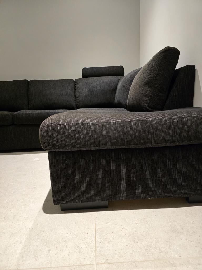 Svart U-soffa 3-sits